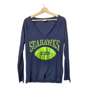 PINK Victoria's Secret NFL Seattle Seahawks V-neck Long Sleeve T-Shirt Small